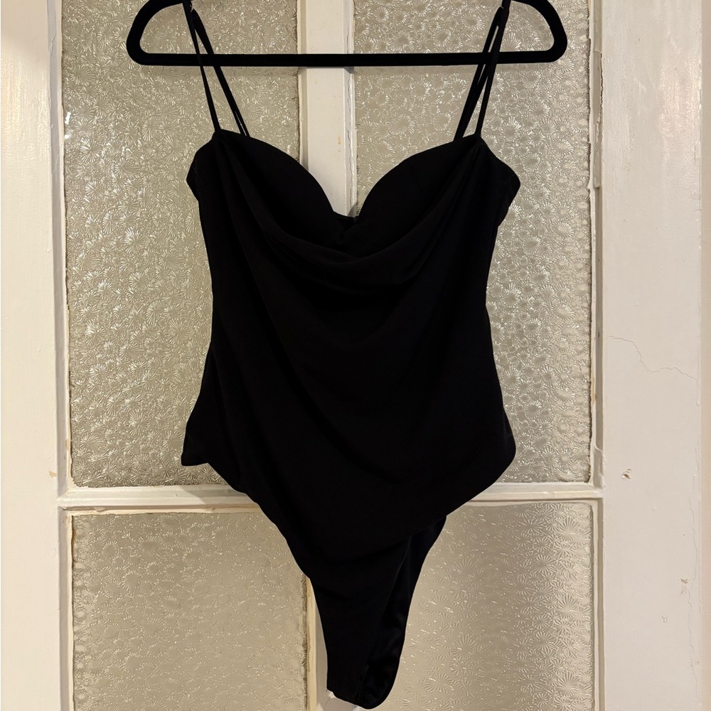 Black Draped Bodysuit